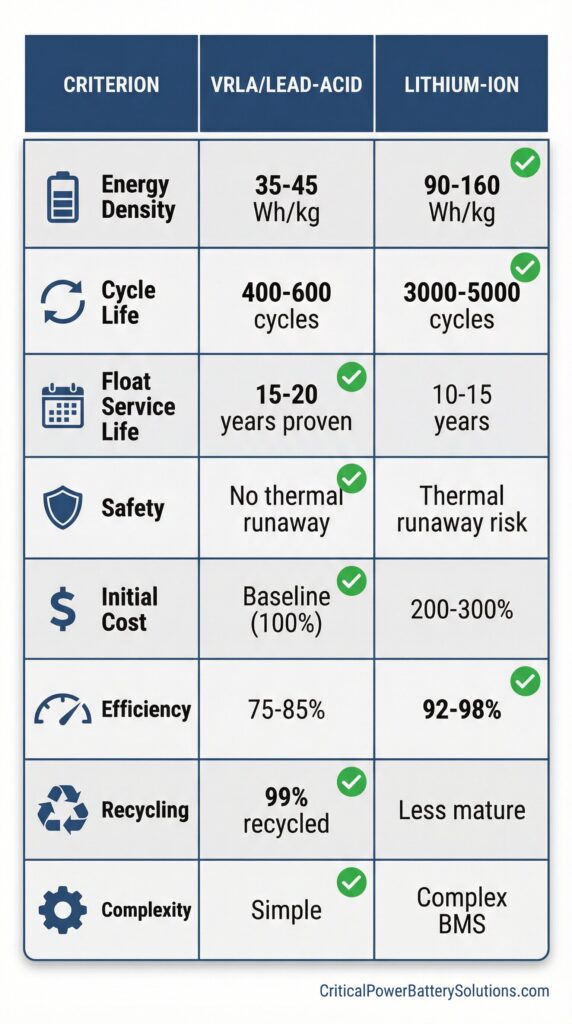Battery Technology Comparison Matrix