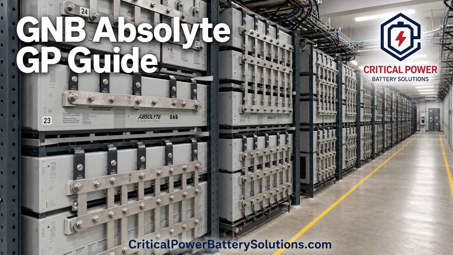 Modern UPS battery racks representing the GNB Absolyte GP upgrade process to Stryten Absolyte AGP in a mission-critical US data center.