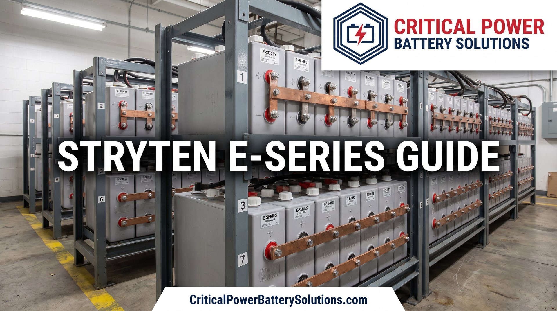 Modern US data center battery room showcasing reliable Stryten energy batteries for critical power.